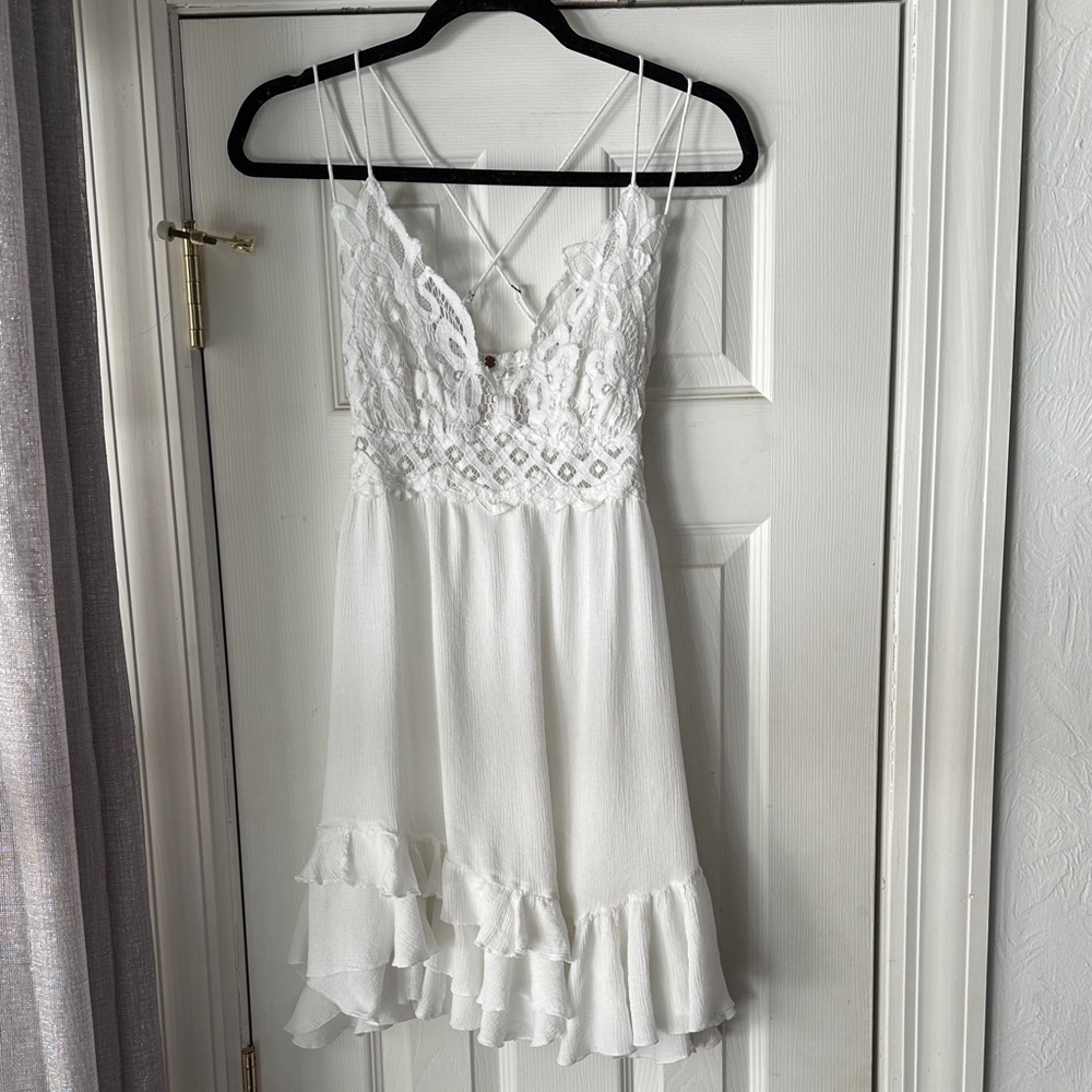 Free People White Lace Trim Dress